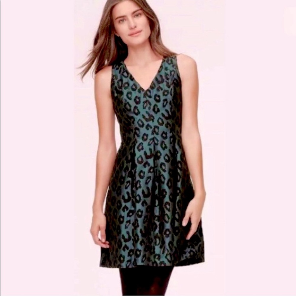 Ann Taylor Loft Leopard Jacquard Fit and Flare Sheath Dress Size 8